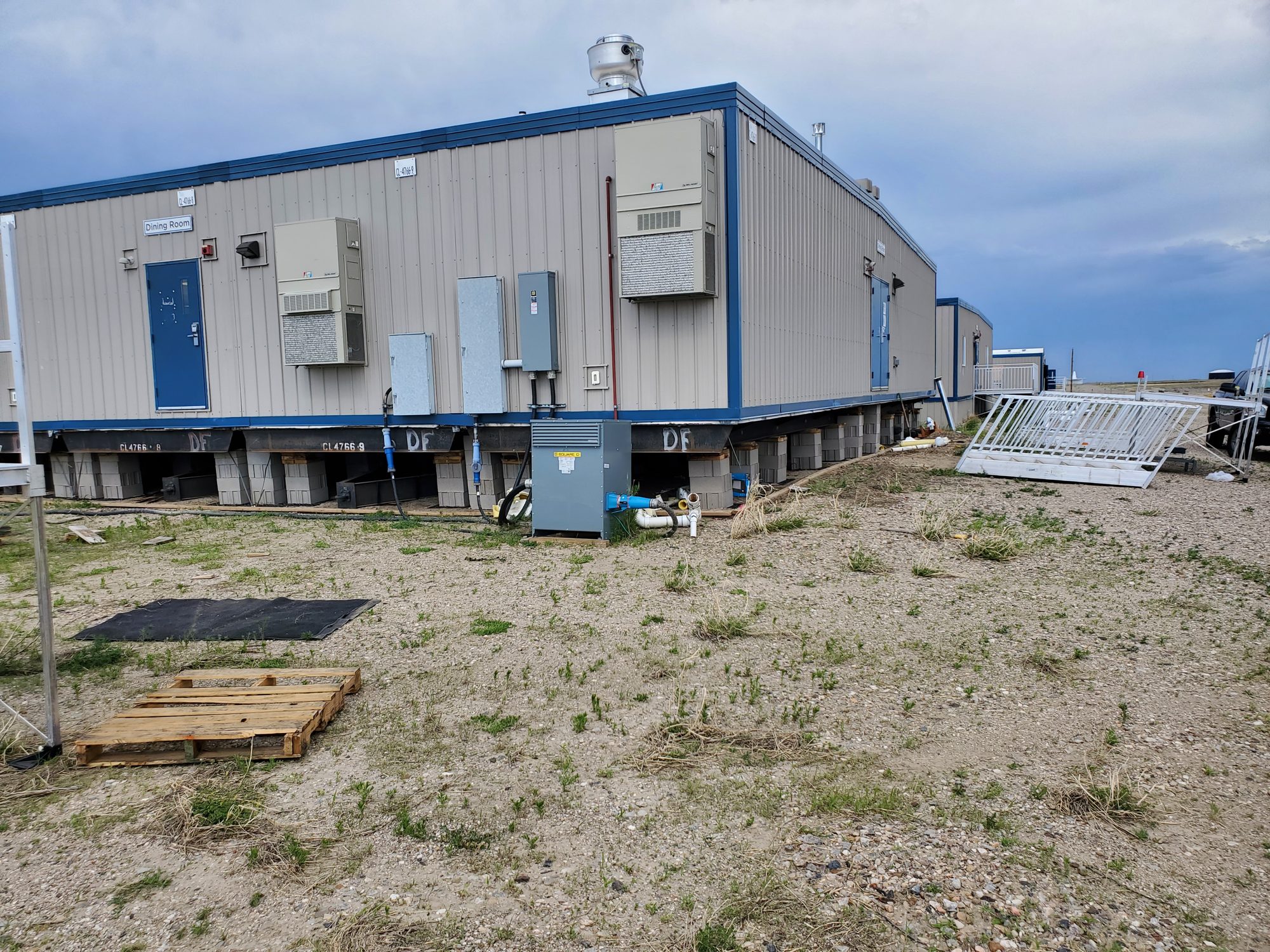 Erected dorm exterior with entries and stairs